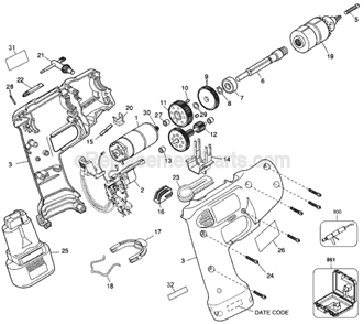 Page A Diagram and Parts List for 6065 Type 1 Black and Decker Cordless Drill